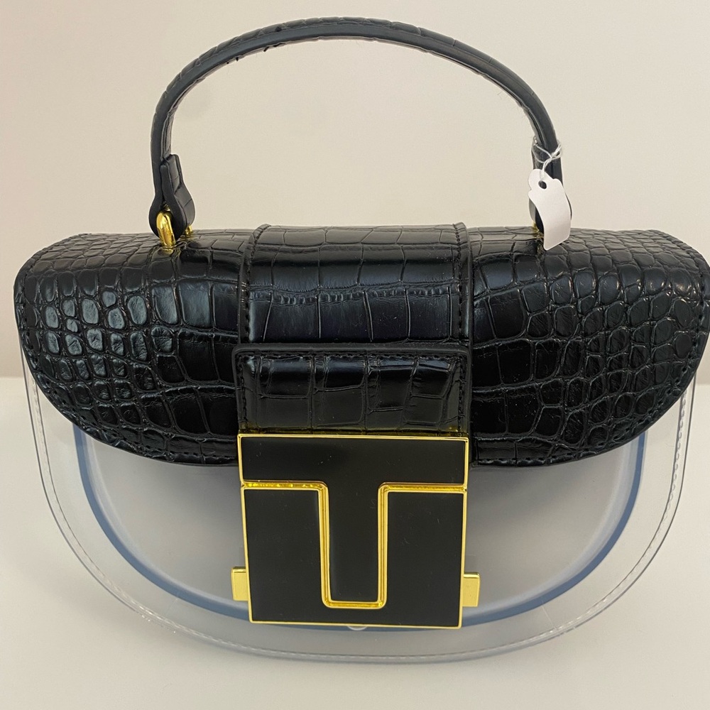 Faux Leather,Acrylic crossbody-Black